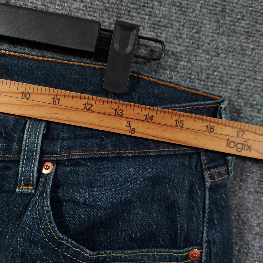 Levis 505 Jeans Mens 32x30 Blue Dark Wash Regular Straight Stretch Denim Pants - Picture 9 of 13